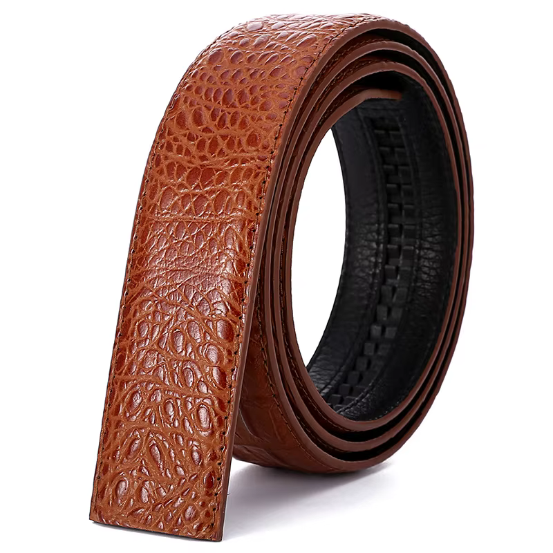 MYMC Ceinture en cuir de vachette double couche pour homme, 3,5 cm, sans boucle, pour boucle automat