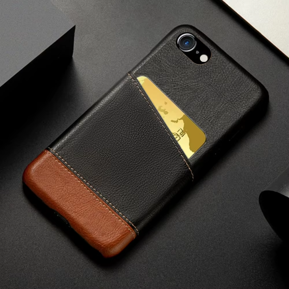 Étui portefeuille en cuir PU pour iPhone, couverture de fentes pour cartes d'épissure mixte pour iPh