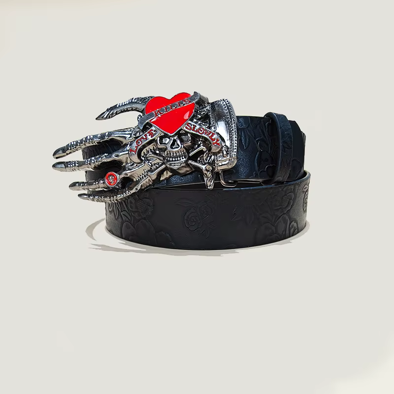 Ceinture en cuir Punk crâne grande taille pour femmes et hommes, Harajuku gothique Y2K, squelette en