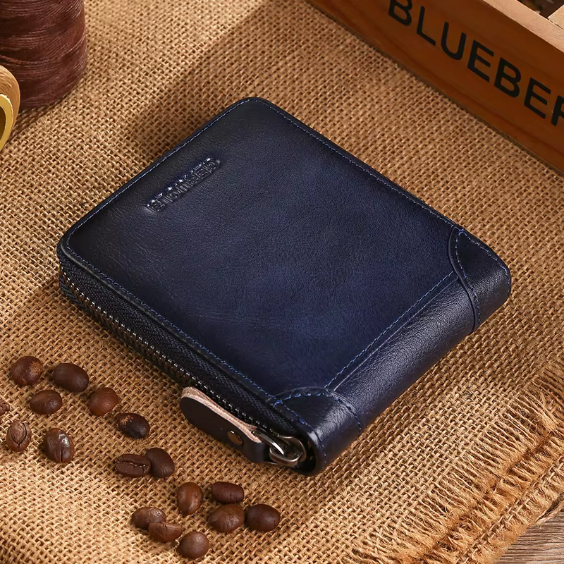 Portefeuille pour hommes 2024, nouveau portefeuille à fermeture éclair en cuir véritable, sac pour c