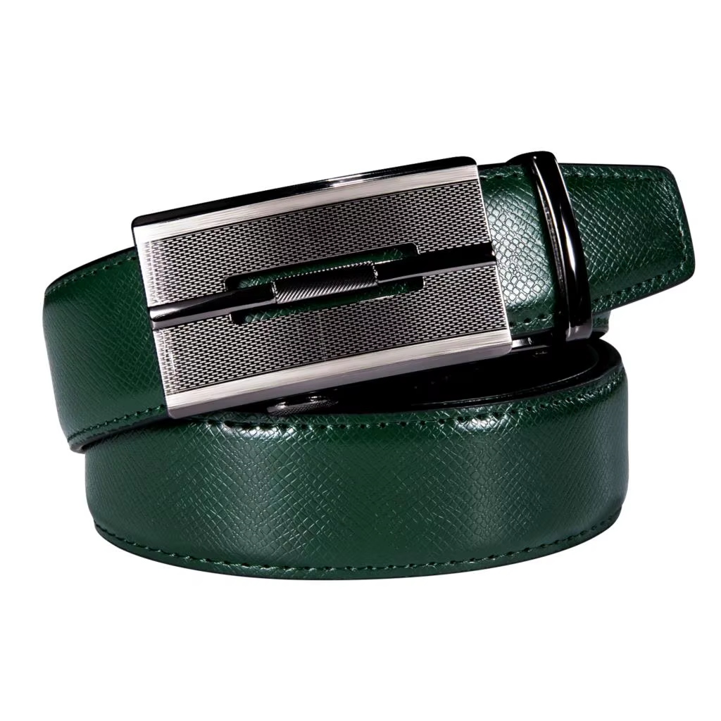 Hi-Tie – ceinture en cuir véritable pour homme, Vintage, argent, à boucles automatiques, de luxe, ve