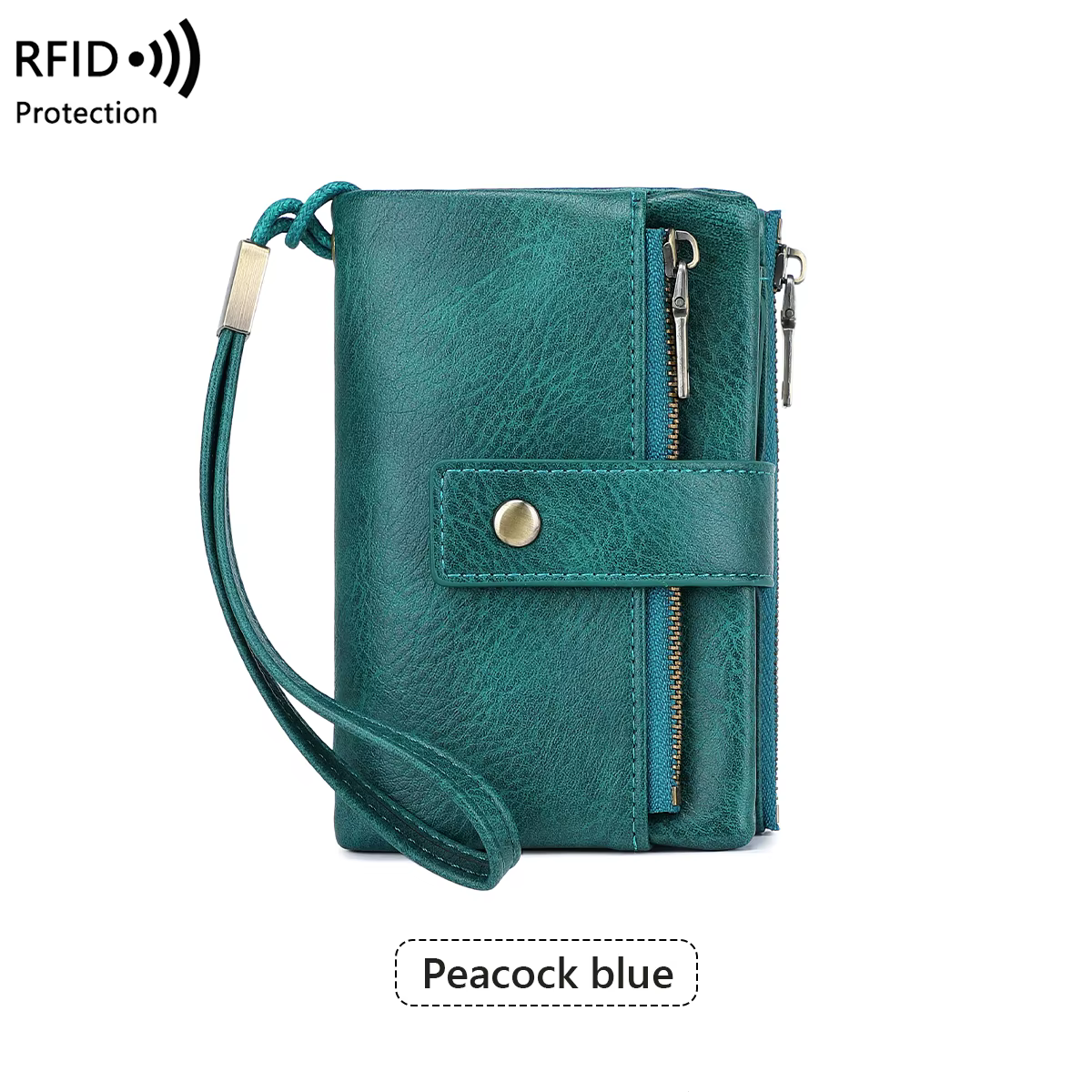 Portefeuille Vintage bloquant RFID pour femmes, avec Double fermeture éclair, plusieurs fentes pour