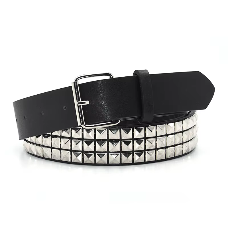 Ceinture en cuir cloutée GAOKE Pyramid Rivet pour hommes et femmes, style punk rock avec boucle ardi