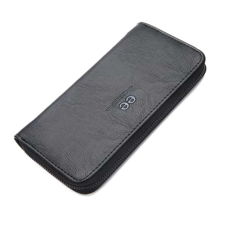 Portefeuille long en cuir pour hommes – Porte-monnaie intelligent de marque avec porte-carte de créd