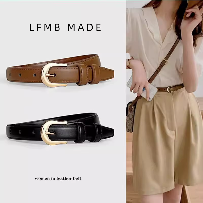 Ceinture d'été marron avec pantalon occidental assorti, Simple et polyvalente, nouvelle décoration à