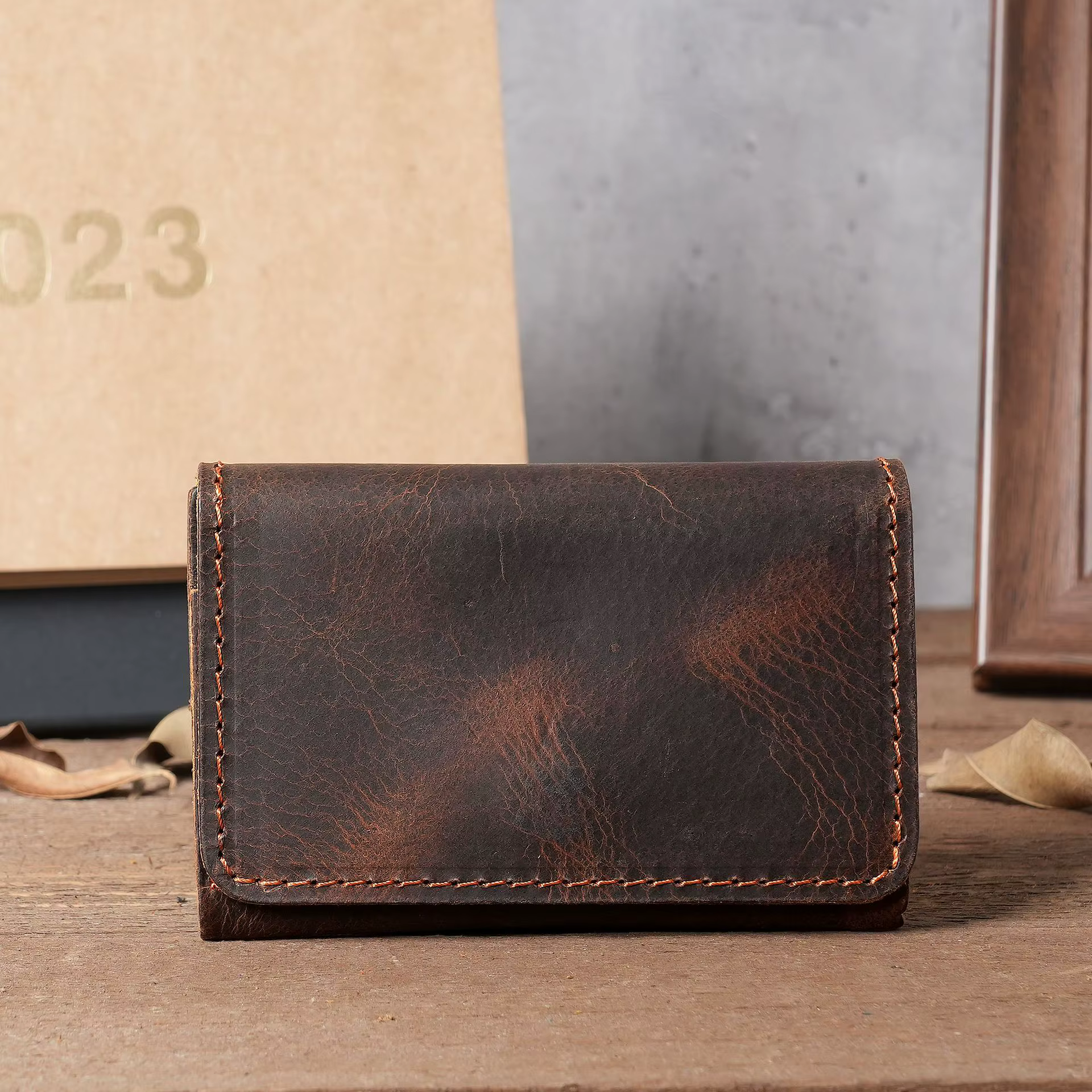 Porte-cartes vintage en cuir véritable pour hommes, petit portefeuille, sac d'argent, étui pour cart