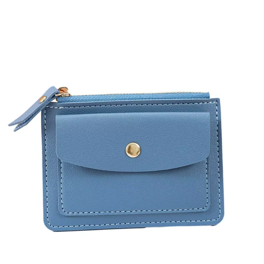 Porte-monnaie carré en cuir, porte-monnaie simple multifonctionnel, fermeture éclair, portefeuille c