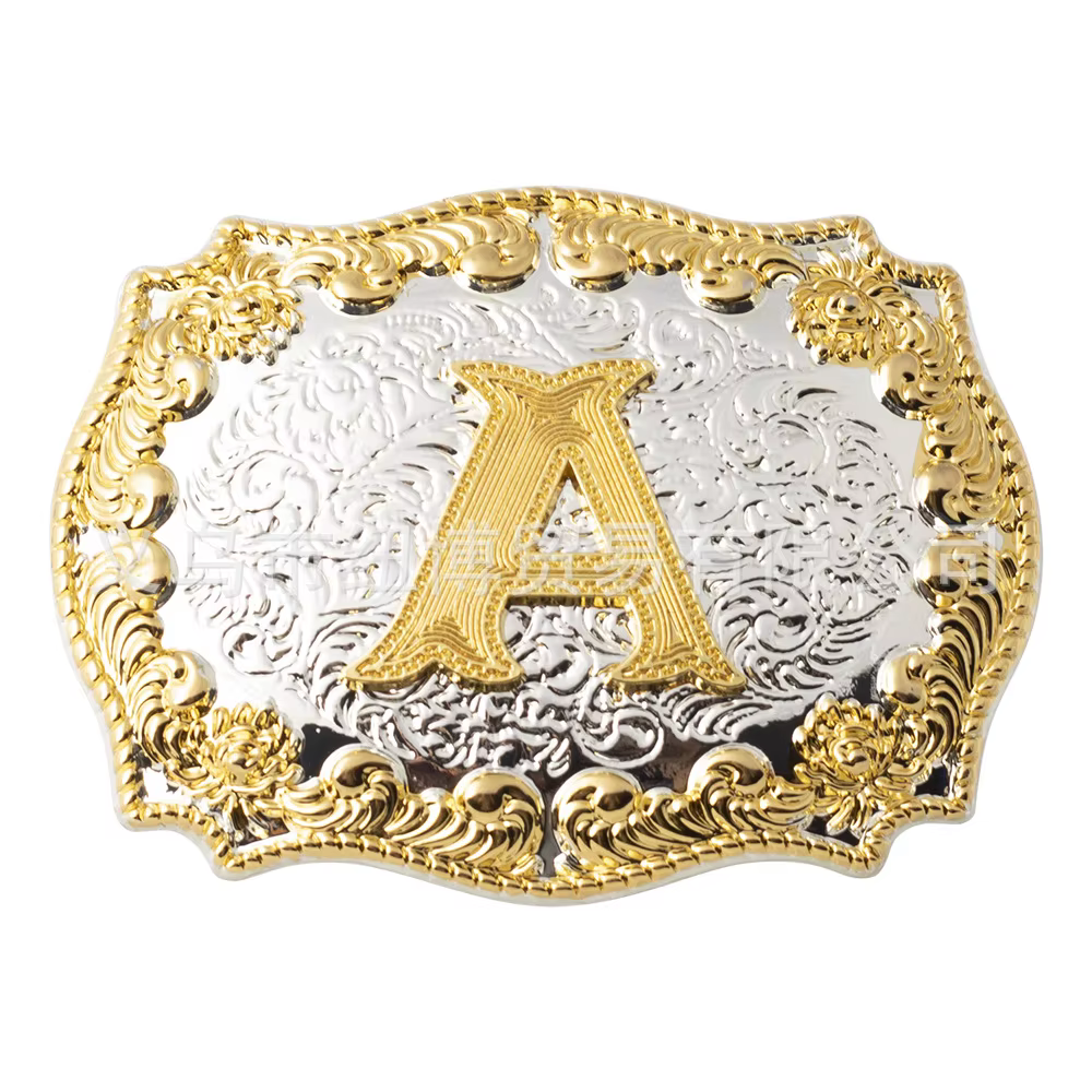 Ceinture avec Lettres Sculptées Dorées, Matériaux en Alliage ABCD à Z, Largeur 3.8cm