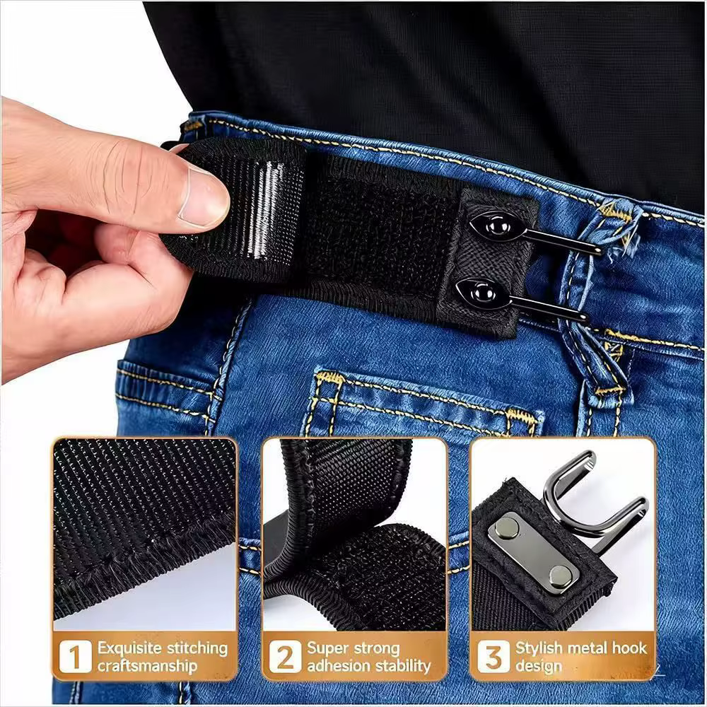 Crochet de ceinture élastique sans boucle, crochet métallique réglable pour hommes et femmes, unisex