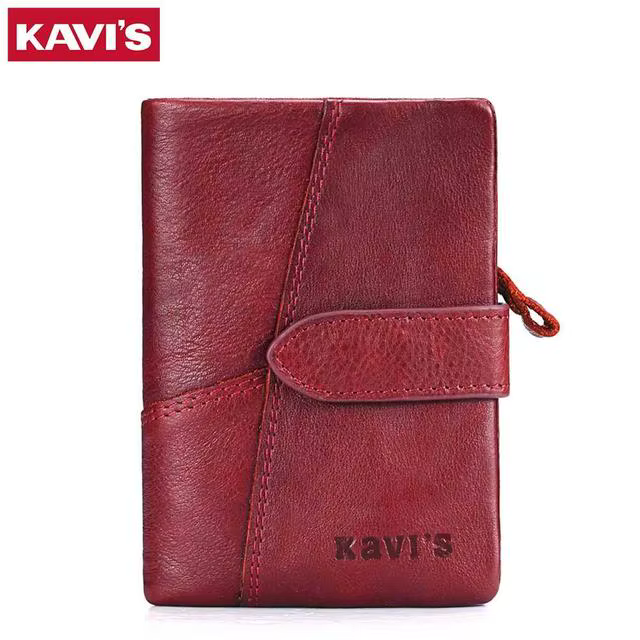 KAVIS-Portefeuille en cuir véritable pour femme, porte-monnaie unisexe, pochette longue pour femme,