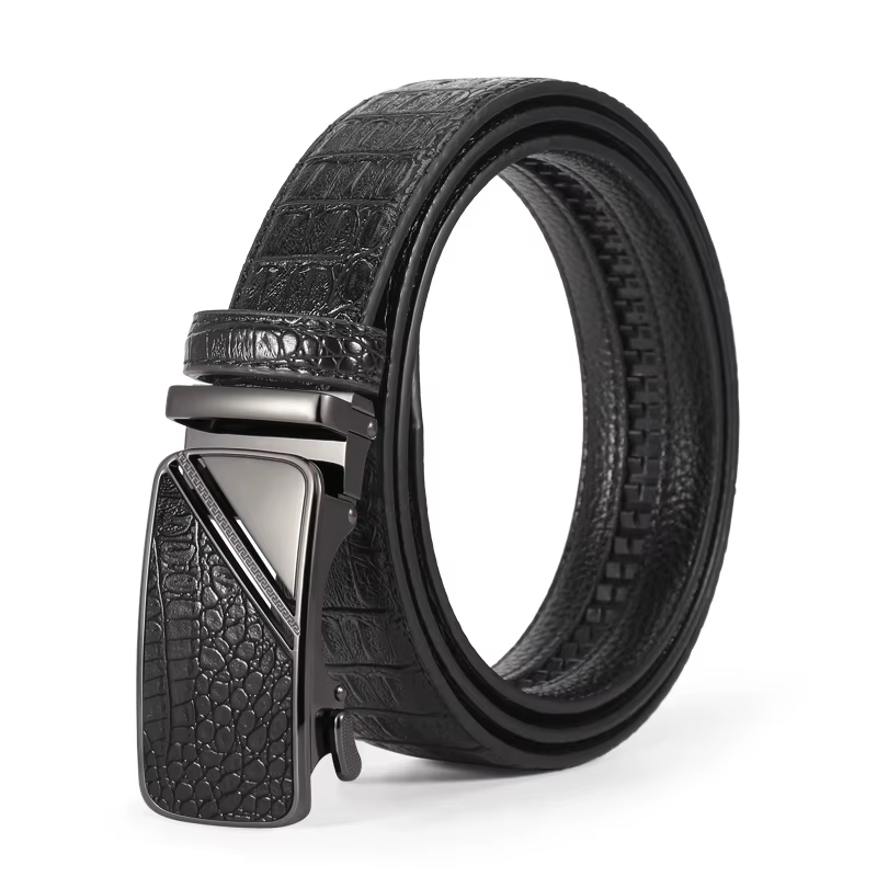 Ceinture d'affaires à boucle carrée pour hommes, 1 pièce, motif crocodile, polyvalente pour pantalon
