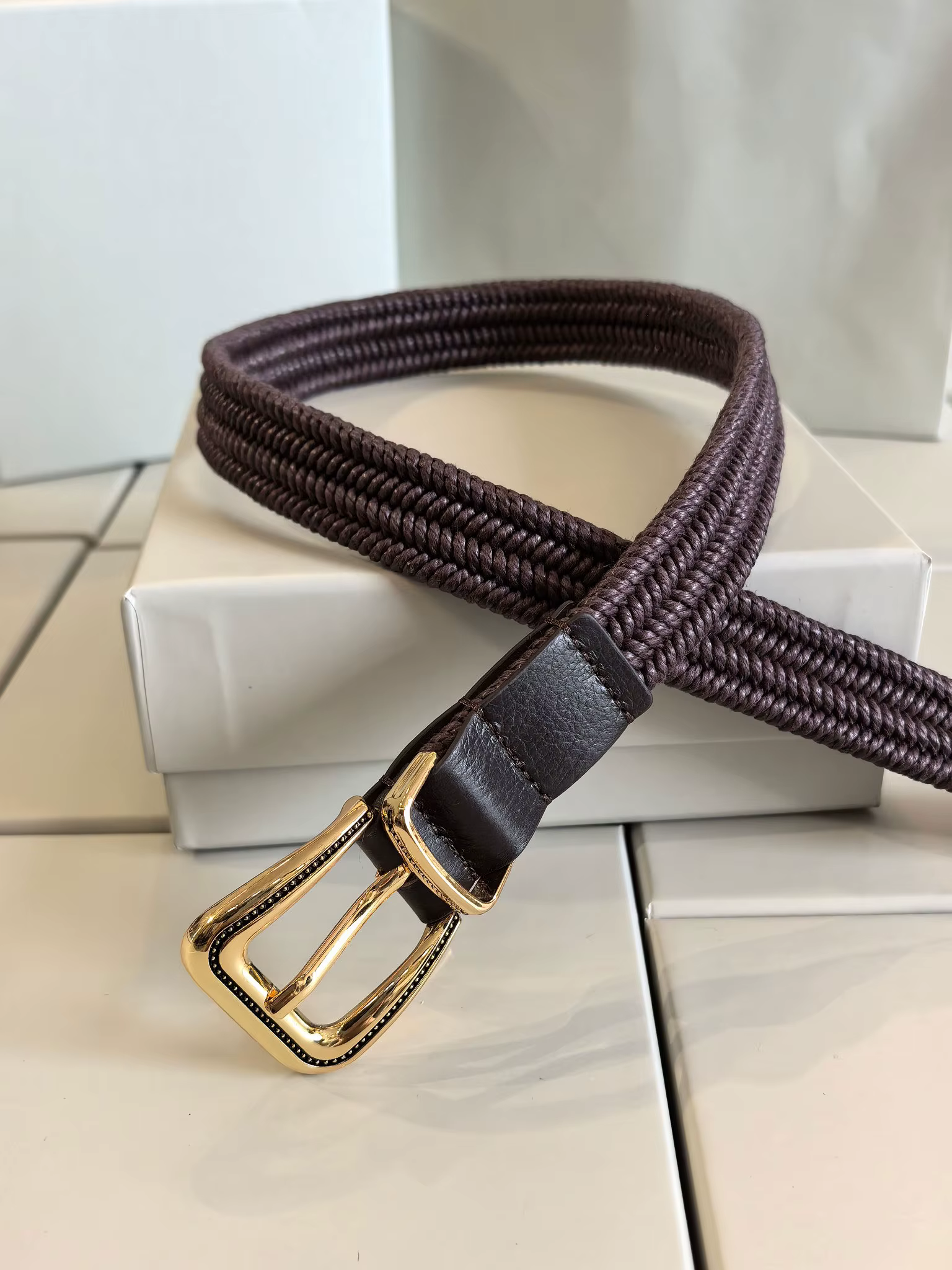 Ceinture tricotée très extensible pour femme, avec boucle ronde et sans trous, 26 Summer