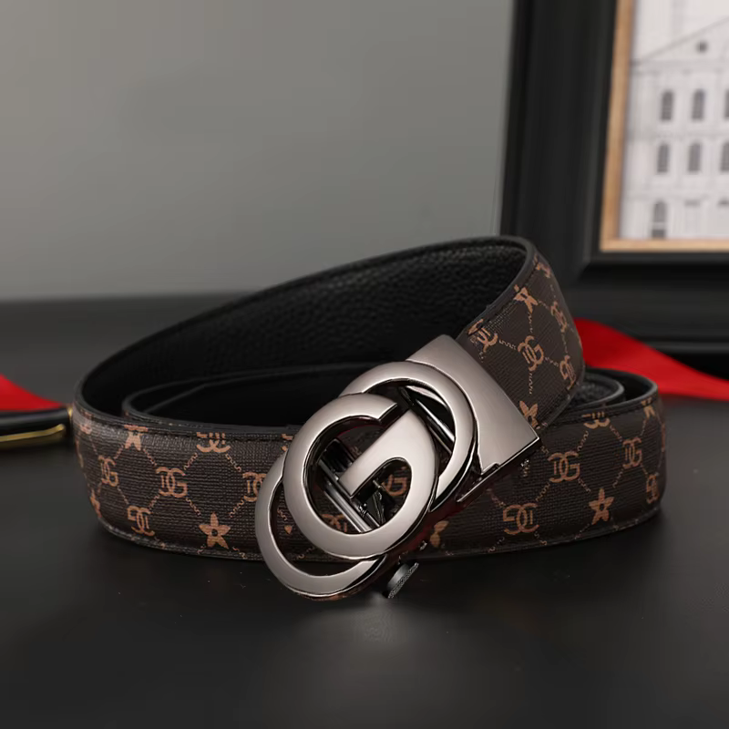 Ceinture en cuir véritable pour hommes, alliage métallique, boucle automatique, marque de luxe, Desi