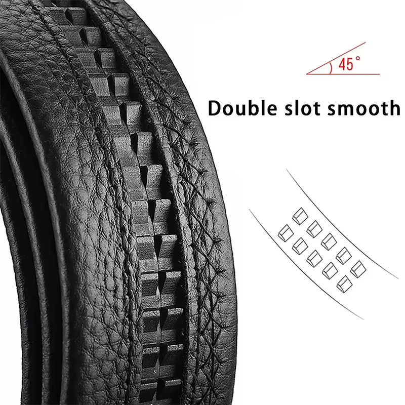 2 pièces ceinture pour hommes mode sans boucle ceintures haut de gamme noir souple en cuir PU hommes