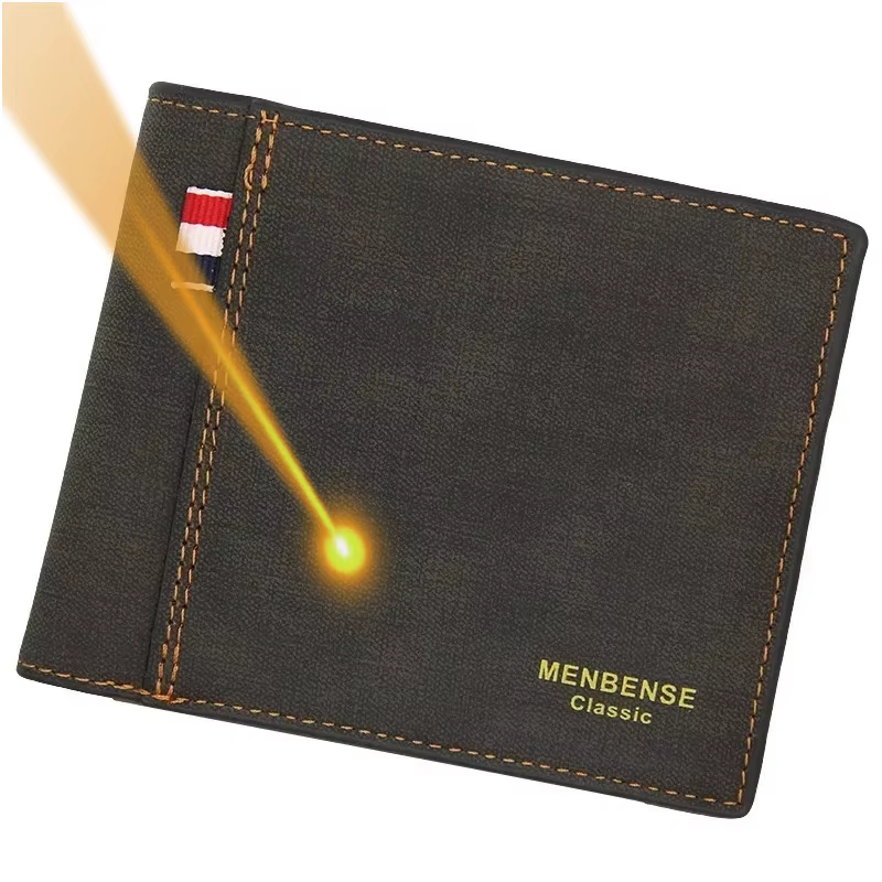 Portefeuille court personnalisé pour hommes – 2 images et texte gravés à l'intérieur – Cadeau pour l