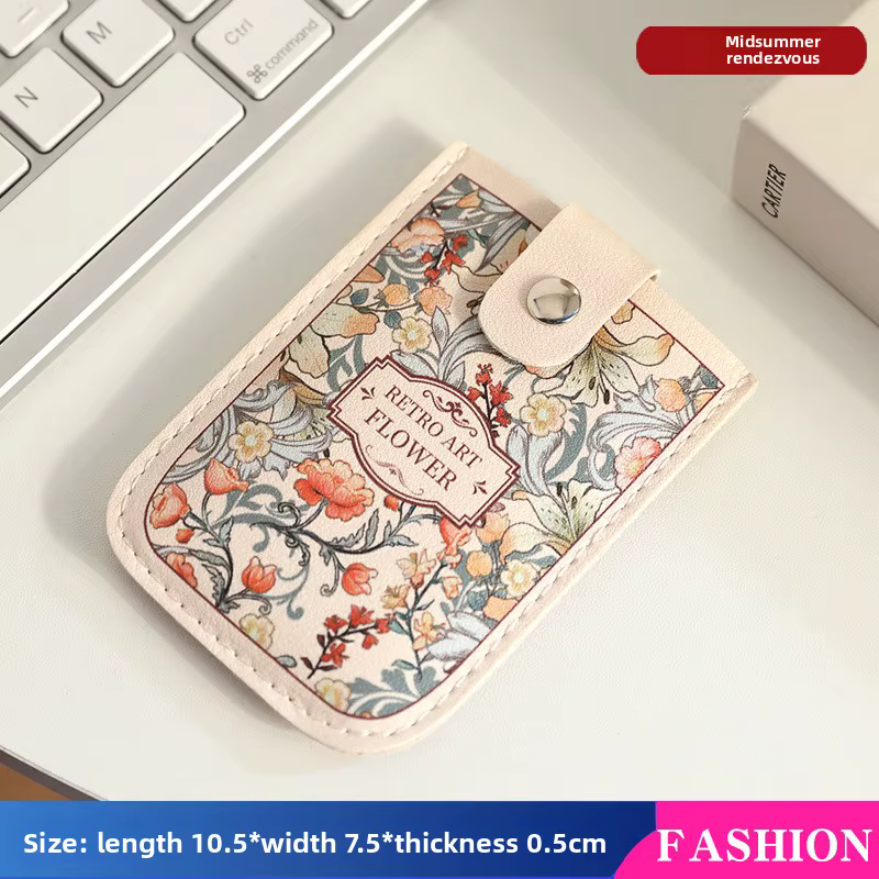 Porte-cartes escamotable vintage style peinture à l'huile, compact, ultra-fin, mini, motif dessin an