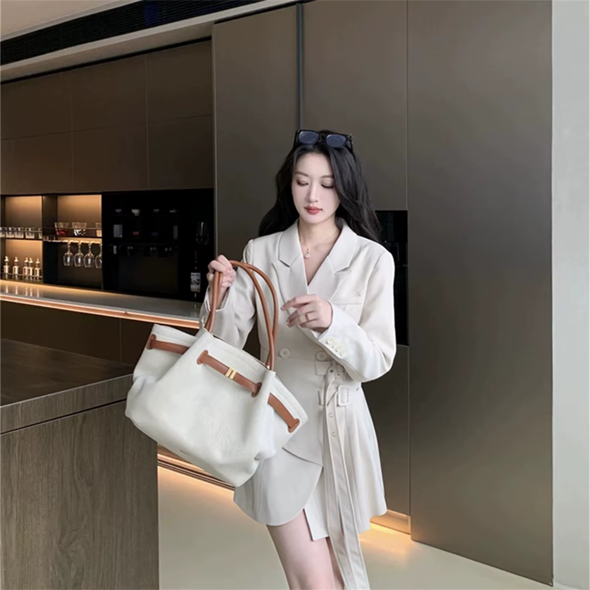 Sac à bandoulière en toile marron pour femme JW PEI, sac fourre-tout en cuir végétalien de haute qua
