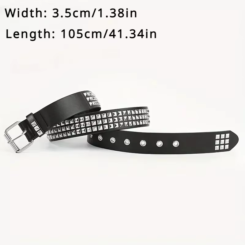 Nouvelle ceinture à rivets carrés 2026, ceinture en métal à pyramides, ceinture punk pour hommes et