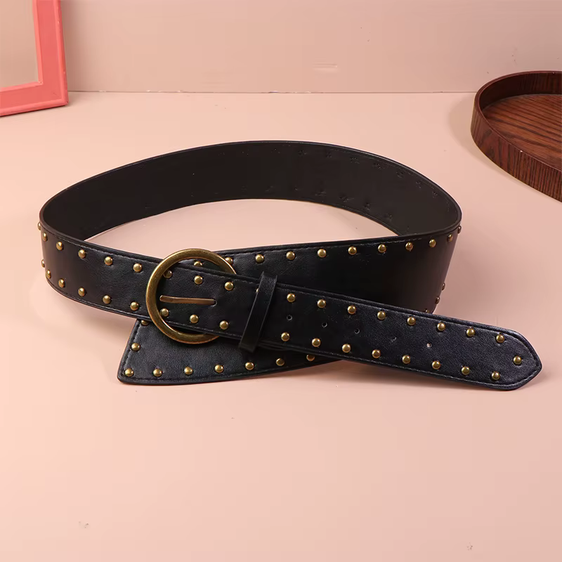 Nouvelle ceinture en cuir de style western pour femmes, ceinture décorative punk gothique, ceinture