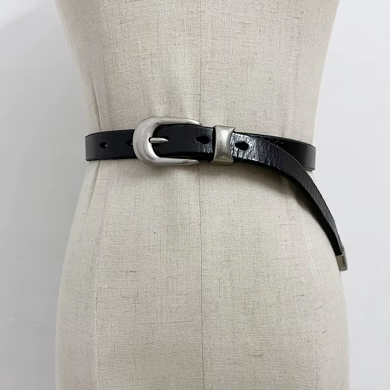 Ceinture en cuir à boucle pour femme Momoluna Ceinture noire de 2 cm