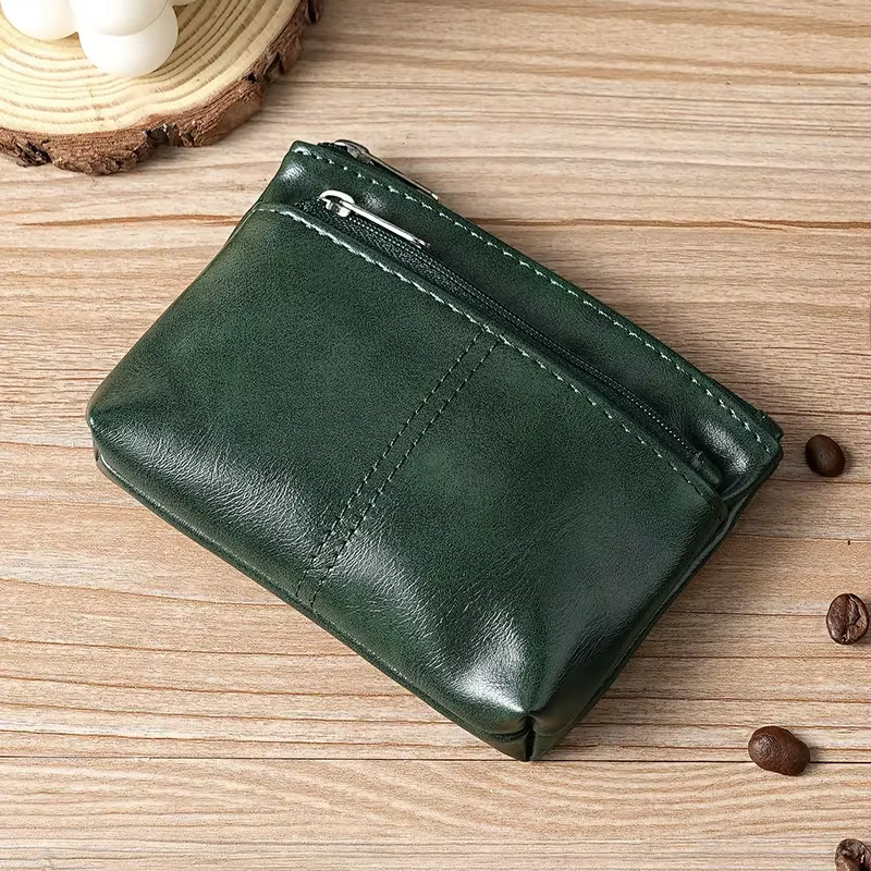 Porte-monnaie en cuir Mini portefeuille pour femmes hommes fermeture éclair sac d'argent porte-clés