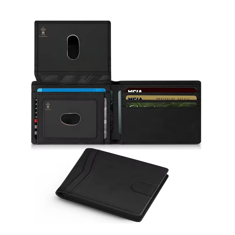 Portefeuille pour hommes en cuir Rfid ultra fin avec fenêtre d'identification portefeuille multi-car