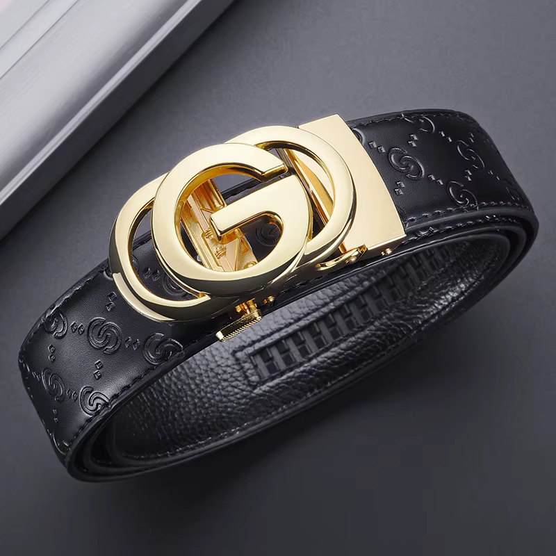 Ceinture de luxe pour hommes, ceinture à boucle automatique pour hommes, ceinture en cuir véritable 