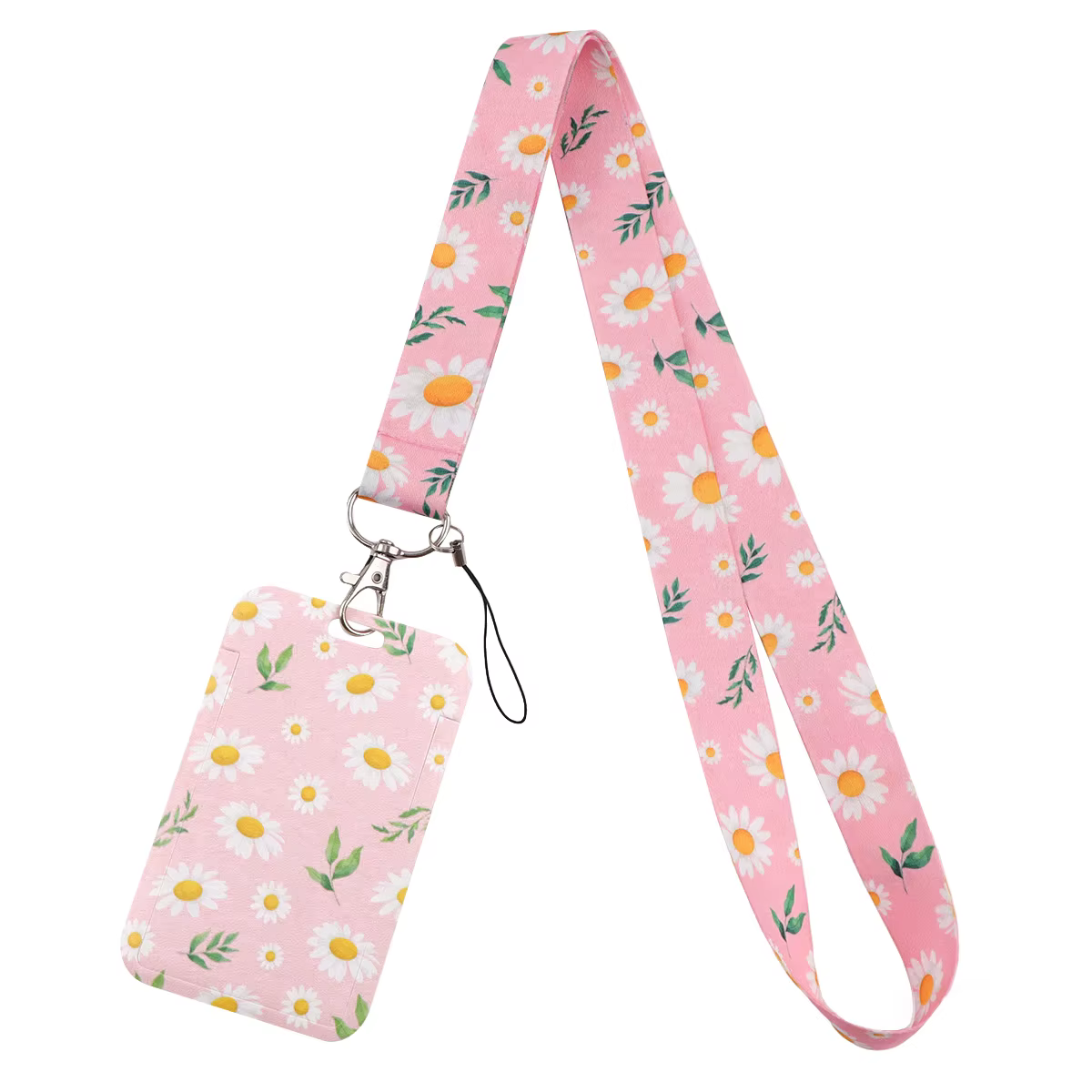 Porte-Badge d'identité Vintage à fleurs, lanières de roses, étui pour cartes de porte, corde suspend