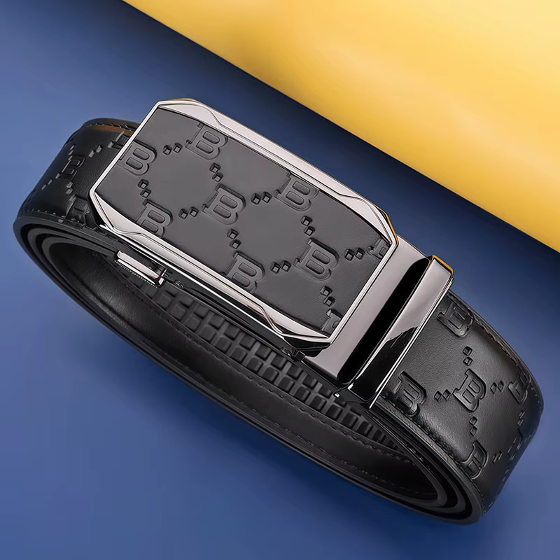 Ceinture en cuir véritable marron noir pour hommes, ceinture à boucle automatique de luxe de haute q