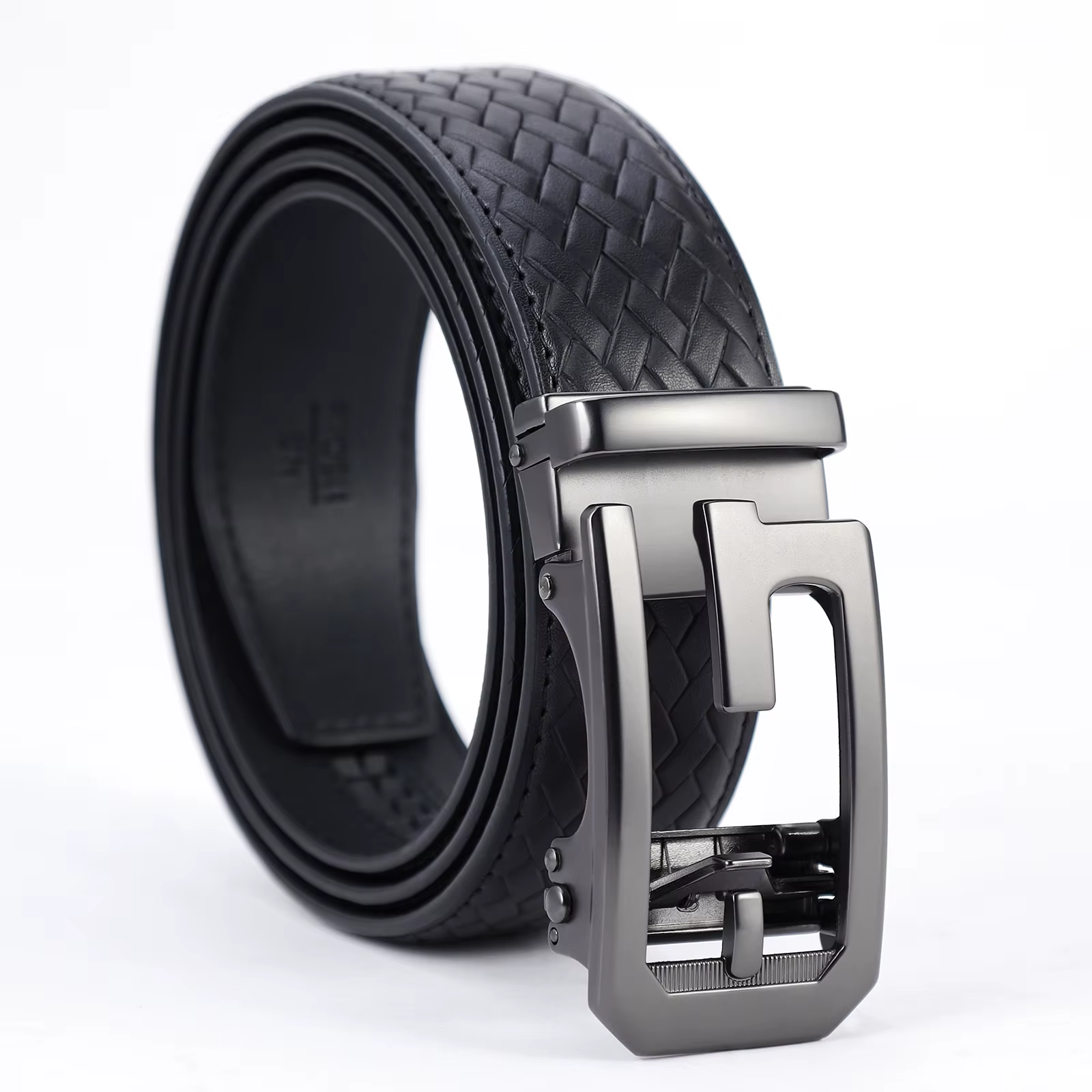 Ceinture pour homme en cuir véritable avec boucle automatique en alliage métallique, design de luxe