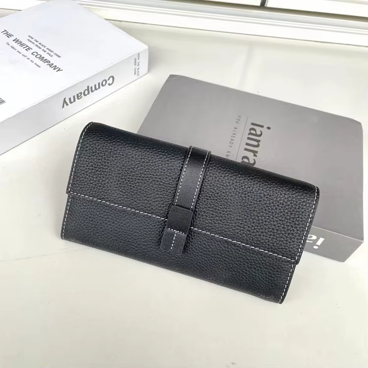 Portefeuille long en cuir véritable pour femme, porte-cartes féminin, pochette classique pour femme,