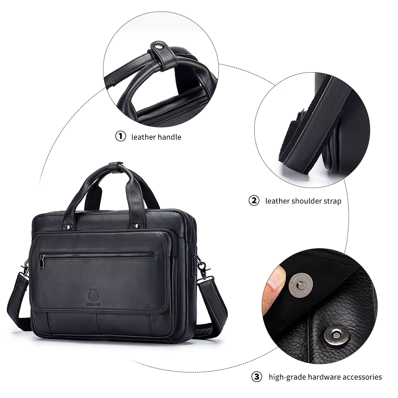 SCHLATUM porte-documents en cuir véritable dur pour hommes 16 pouces bureau affaires ordinateur sac