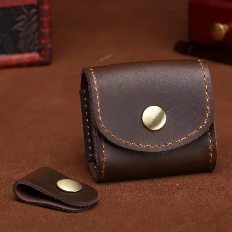 Mini porte-monnaie vintage en cuir véritable pour hommes et femmes, portefeuille simple avec poche à