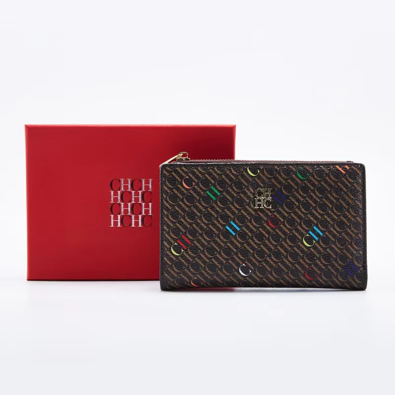 Portefeuille long pour femme Carolina Herrera, motif dessin animé, en PVC classique, design élégant 