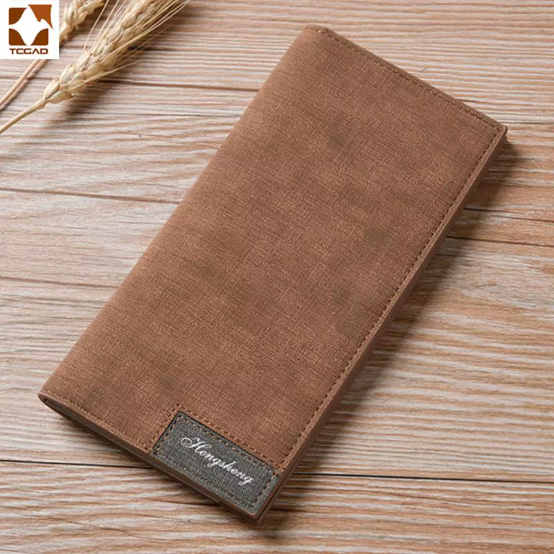 Portefeuille long pour homme en cuir PU de haute qualité, vintage, portable, organiseur de chéquier,