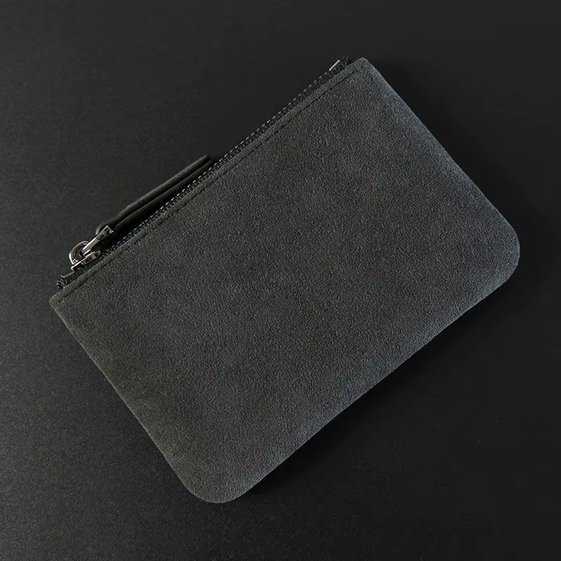 Mini Portefeuille en Cuir Simple et Portable Petit Porte-Monnaie à Fermeture Éclair Rétro pour Homme