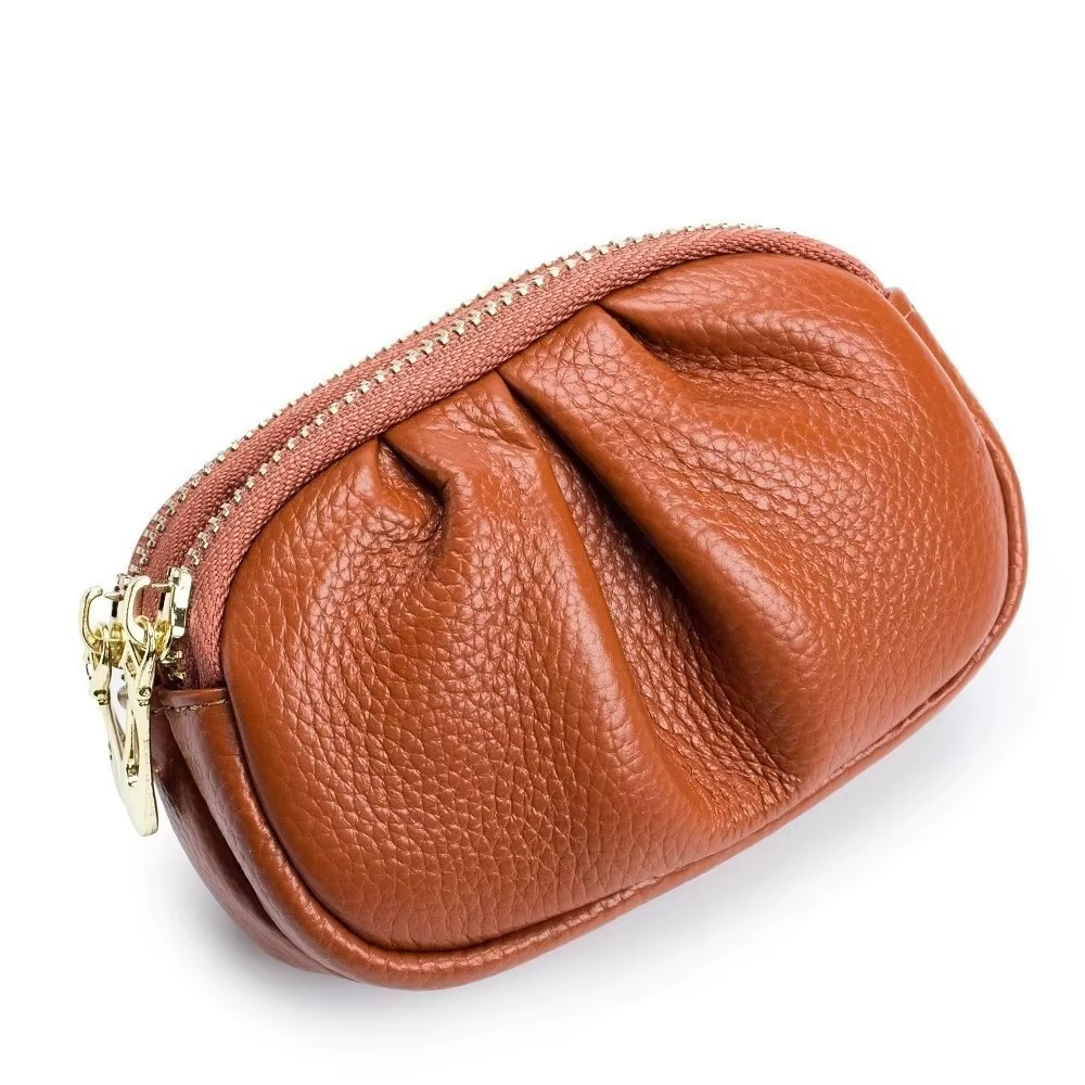 Mini portefeuille élégant anti-rides, Double couche, couleur unie, porte-monnaie en cuir PU, fermetu