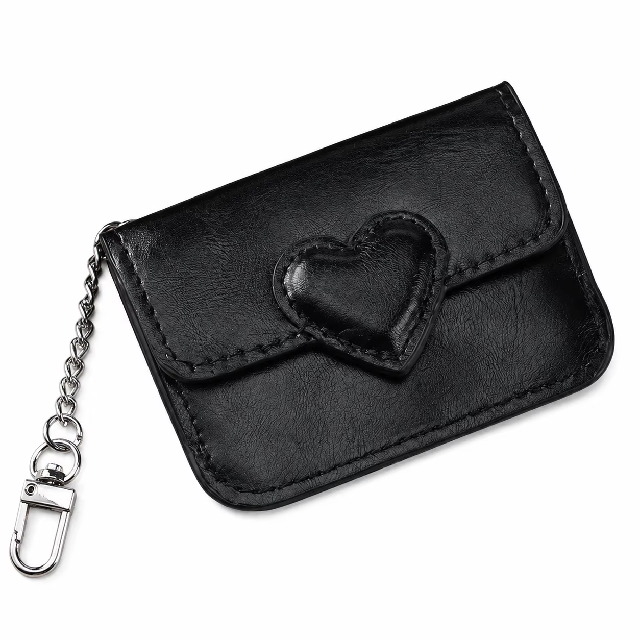 Mini portefeuille mignon en forme de cœur pour femmes, porte-cartes en cuir PU, porte-monnaie avec p