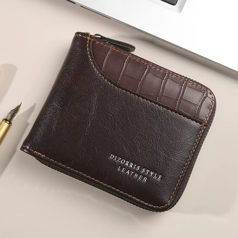 Nouveau portefeuille en cuir PU pour hommes fermeture éclair luxe hommes sac à main sac d'argent ave