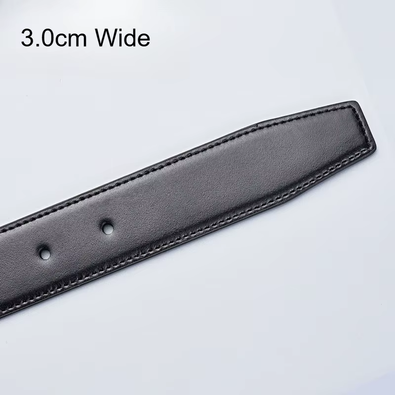 Ceinture en cuir véritable pour homme, largeur au choix (2.4, 2.8, 3.0, 3.2, 3.5, 3.8 cm), sans bouc