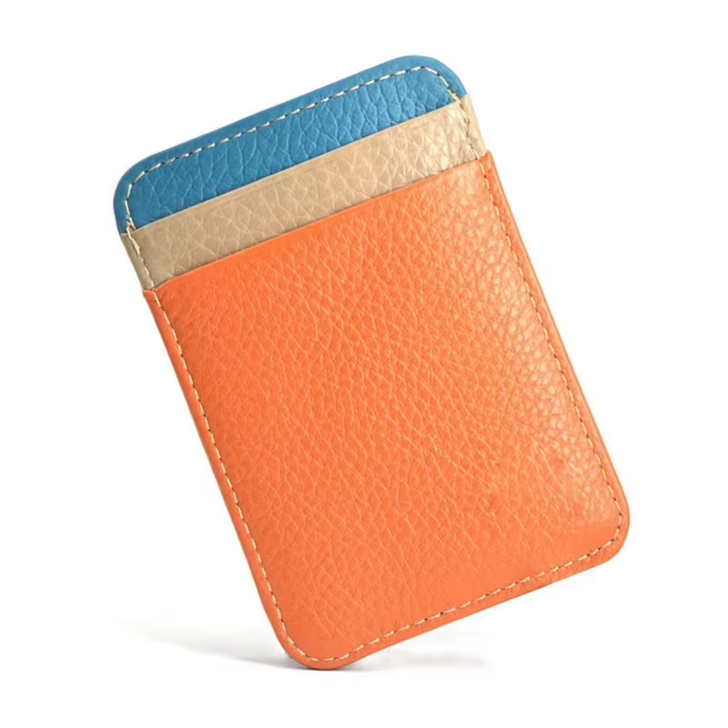 Mini portefeuille 100 % cuir véritable pour hommes – Porte-cartes de crédit/Bus fin avec poche pour
