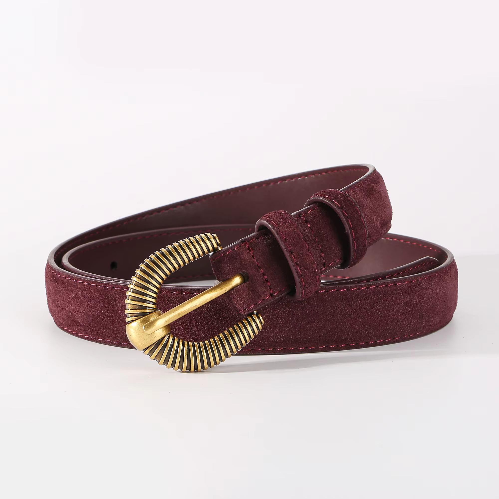 Ceinture en daim pour femmes, ceintures de cow-boy western avec boucle en métal rétro, ceinture en c
