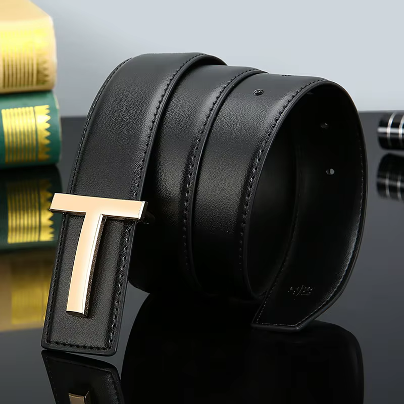 Nouvelle ceinture homme large 38 mm 2026, style célèbre, boucle métallique, ceinture de marque en cu