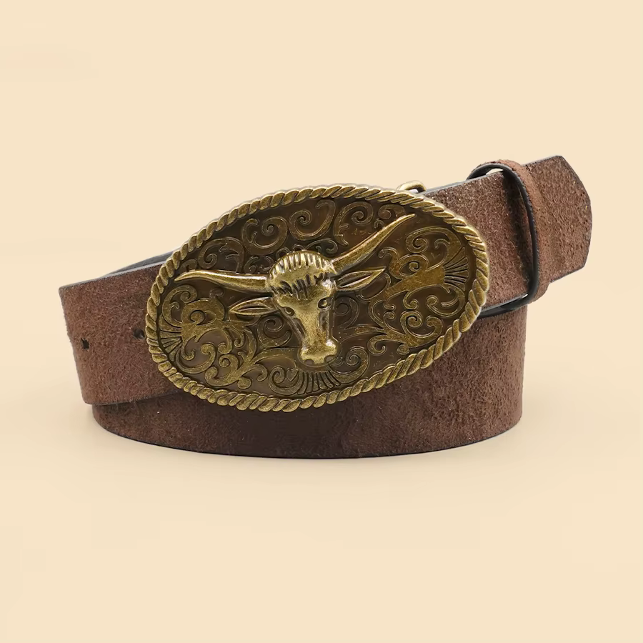 Ceinture décontractée de style occidental rétro avec boucle en alliage antique, un accessoire polyva