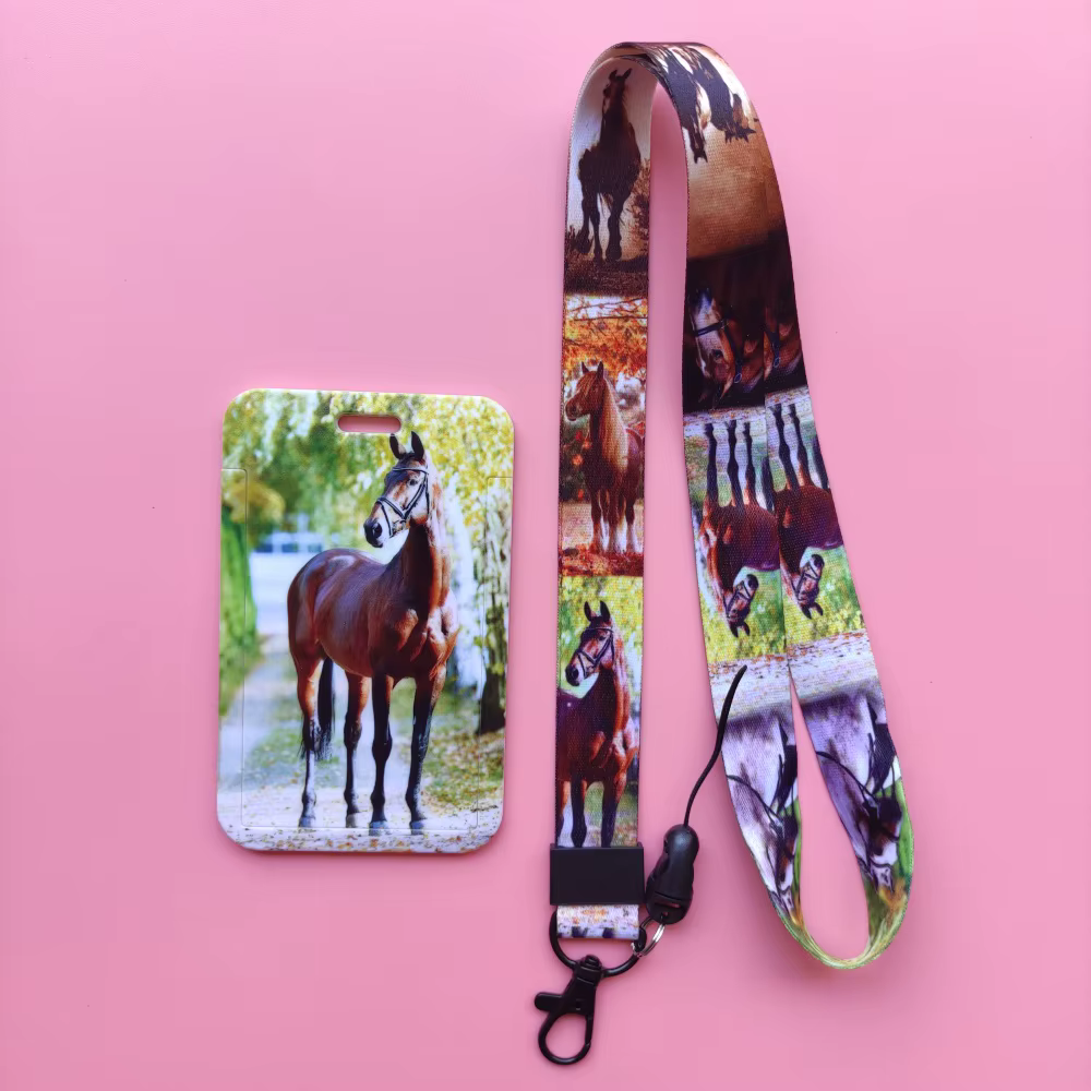 Porte-carte d'identité avec lanière de cheval animal pour garçons, étui pour carte de crédit, protec