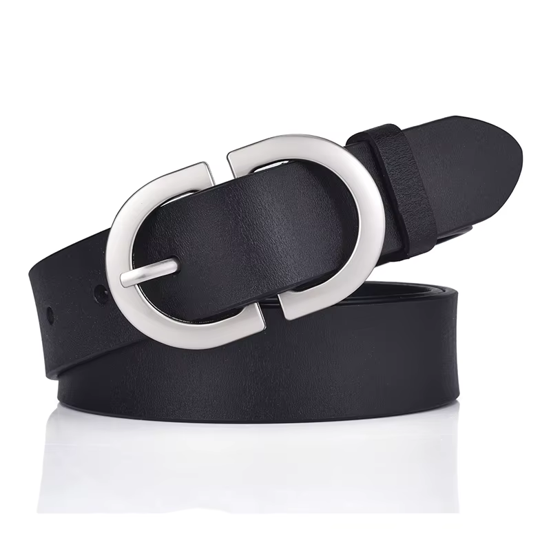 KOLBER Mode Femmes Ceinture En Cuir Boucle En Métal Argenté Cuir Naturel Pantalon Ceinture 2.8cm Cei