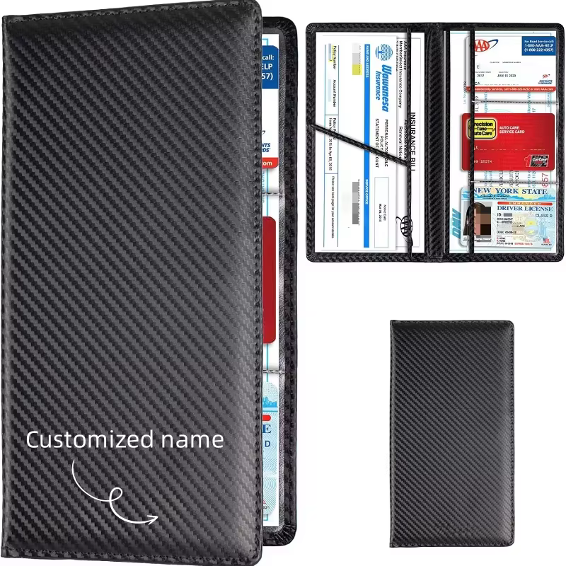 Porte-carte d'enregistrement et d'assurance de voiture personnalisé, étui portefeuille de véhicule e