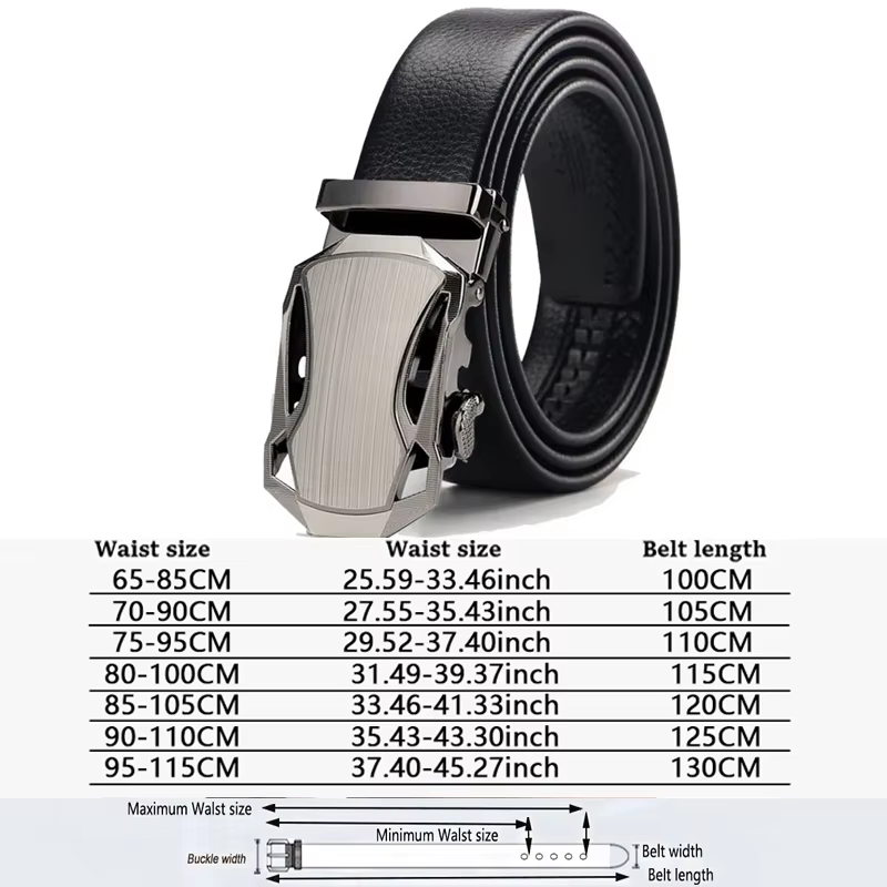 Ceinture pour homme en cuir de luxe avec boucle automatique, de haute qualité, pour le travail, les