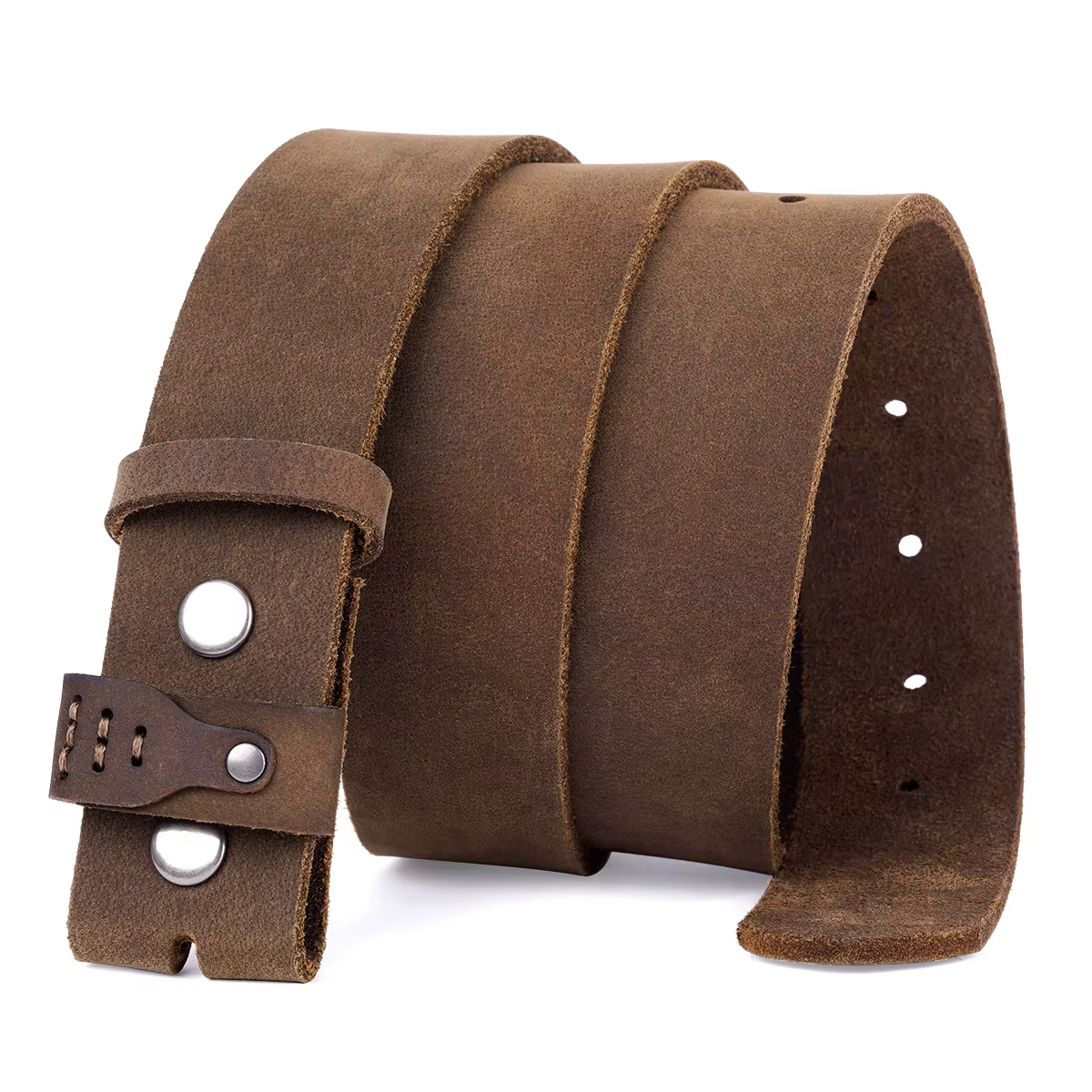 BISON DENIM Ceinture pour hommes en cuir véritable, ceintures vintage en cuir sans boucle, ajustemen