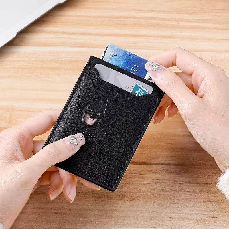 Portefeuille d'identification chauve-souris pour hommes, étui en cuir mince avec porte-carte, couver